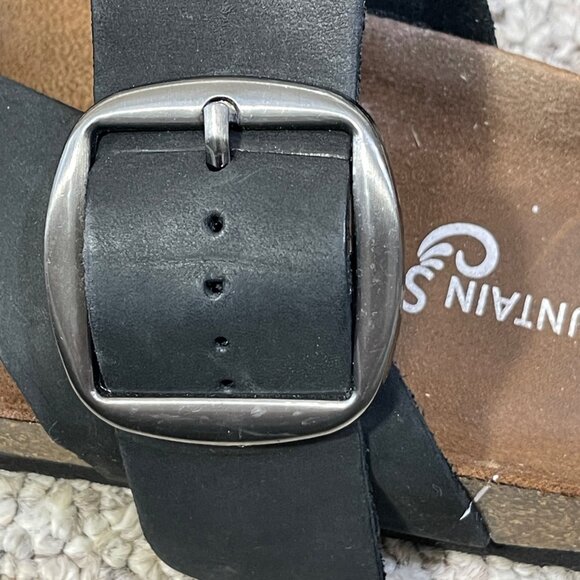 Mountain Sole Leather Sandal Black Toe Loop Silver Buckle Size 8 (READ) - Picture 7 of 8